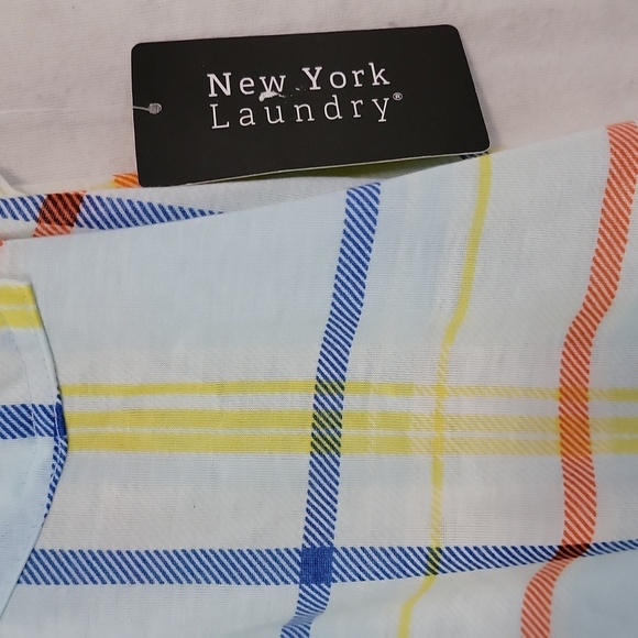 New York Laundry Blue and Yellow Sleeveless Blouse size small NWT - Picture 3 of 8